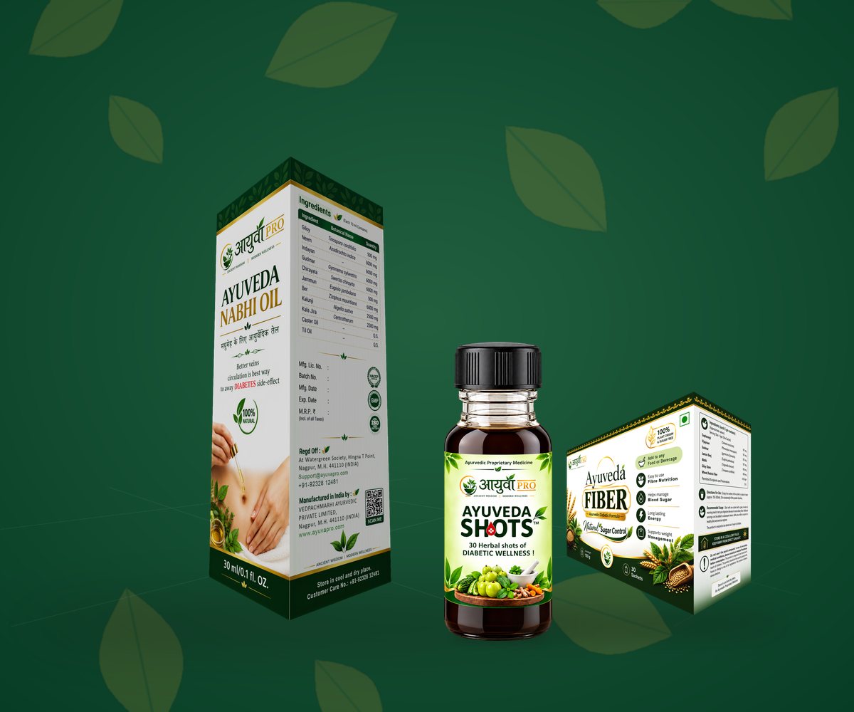 Ayuvēda Pro Nabhi Oil, Shots and Fiber packs